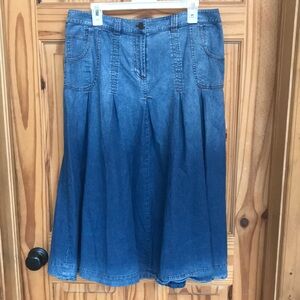 BOGO soft surroundings Blue Denim maxi Skirt long pleated jean XL large PL